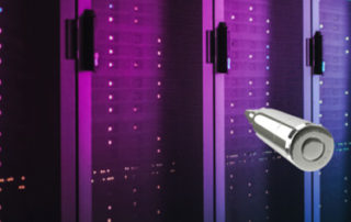 Colourful server room with flashing light